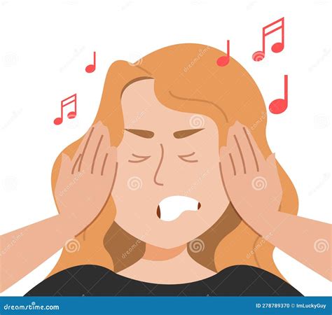 Sound Sensitivity Vector Isolated. Woman Covers Ears Stock Vector