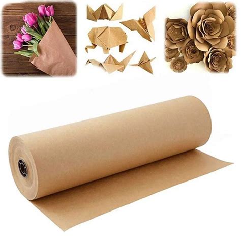 30 Meters Brown Kraft Wrapping Brown Paper Roll Recycled Brown Paper For Gift Crafts Painting ...