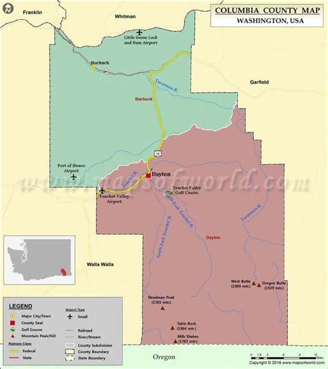 Columbia County Map, Washington | County map, Map, Columbia county