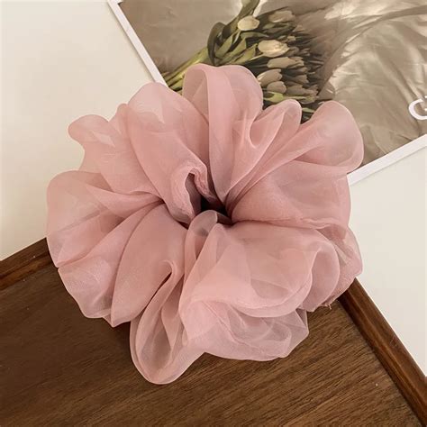 Женская однотонная сетчатая резинка для волос, из органзы | AliExpress