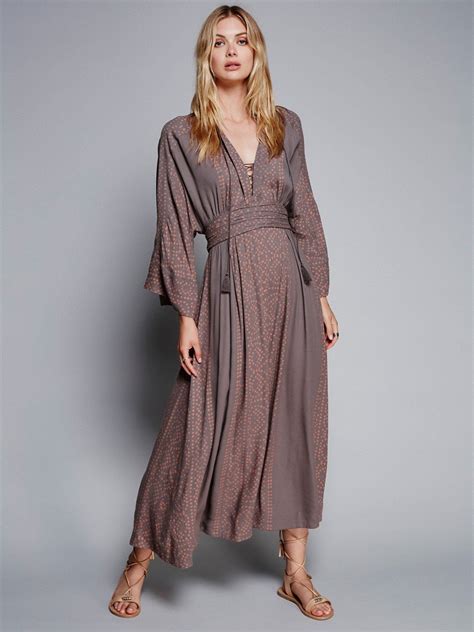 Modern Kimono Dress | Kimono style maxi dress featuring a dotted print ...