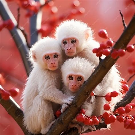 Premium AI Image | illustration of family of baby albino monkeys ...