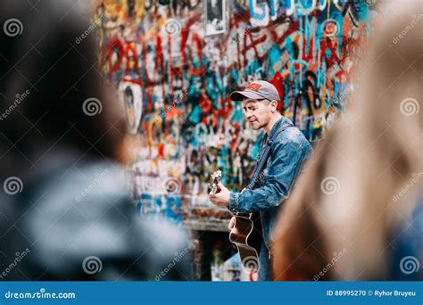 Man Sings Music Band KINO Songs Near Viktor Tsoi Wall in Mosco Editorial Image - Image of place ...