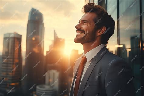 Premium Photo | Happy successful businessman Generative AI