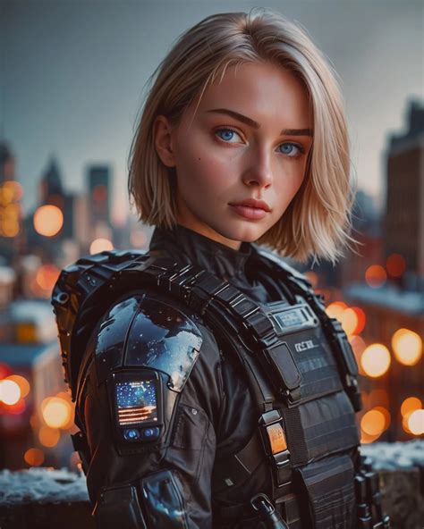 Russian blonde girl, layered bob - Free AI Photo Generator - starryai
