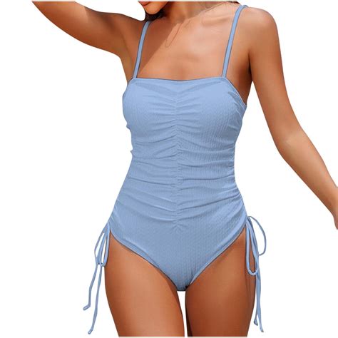 One-Piece Thong Swimsuit Women Women's Ruched One Piece Swimsuit Tummy