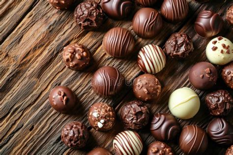dark milk  white chocolate candies pralines truffles  wooden