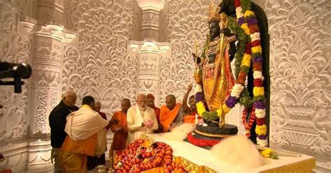 Ram Lalla idol unveiled at Ram temple in Ayodhya, PM Modi leads rituals ...