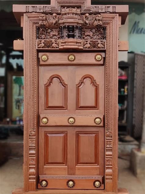 102" Premium Quality TeakWood Crafted & Decorated Door | Exotic India Art