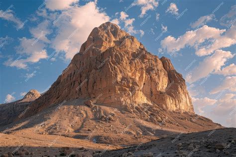 Premium Photo | A very tall mountain with a sky background