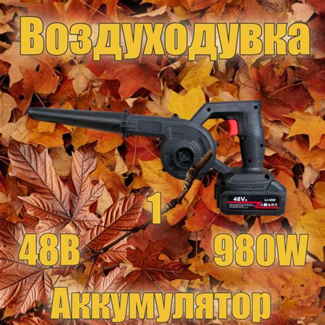 Аккумуляторная воздуходувка для листьев с зарядным устройством 48 В ...