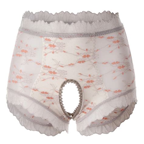 Open Crotch Panties for Womens Floral Lace Crotchless Briefs See