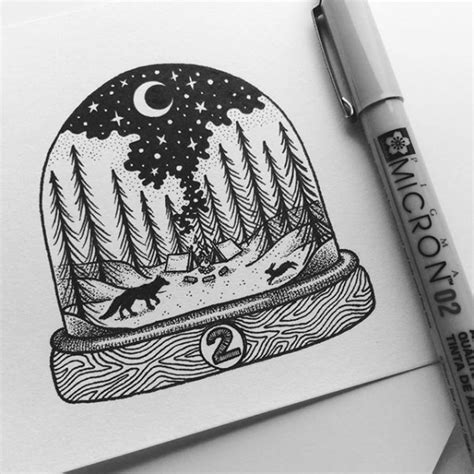 Snow Globe Drawing at PaintingValley.com | Explore collection of Snow ...