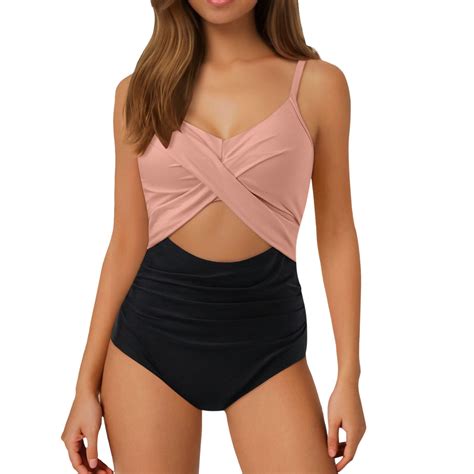 Womens Cutout High Waist One Piece Swimsuit - Wrap Tie Back Ruched