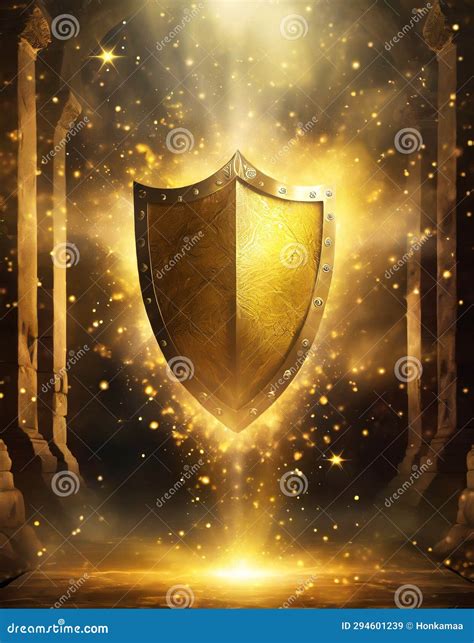 A Magic Shield in the Dungeons Stock Illustration - Illustration of ...