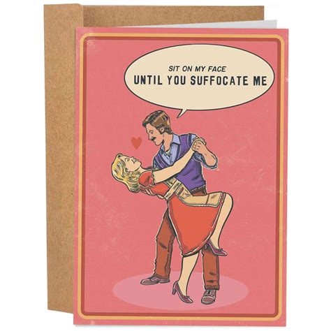 Funny Valentine's Day Card / Vintage Sit On My Face Until You Suffocate