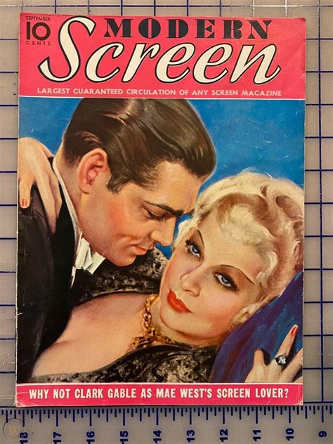 September 1933 Modern Screen Magazine Featuring Clark Gable and Mae