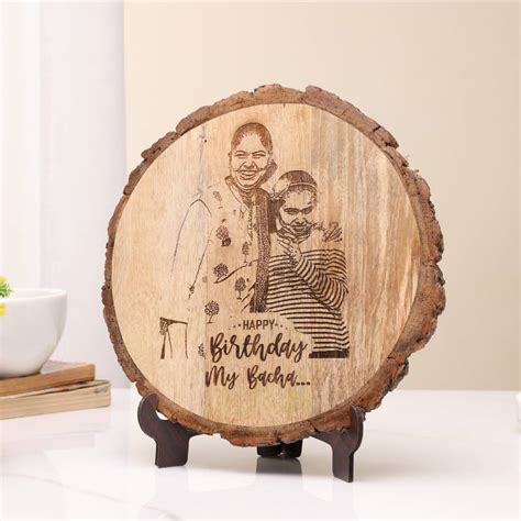 personalised natural wood  engraved photo frame