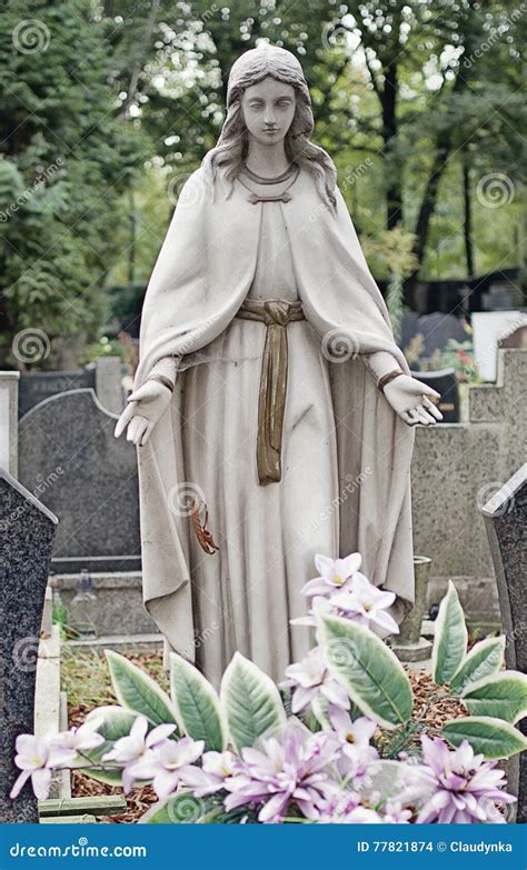 The Statue of Mary the Mother of Jesus. Stock Photo - Image of tomb ...