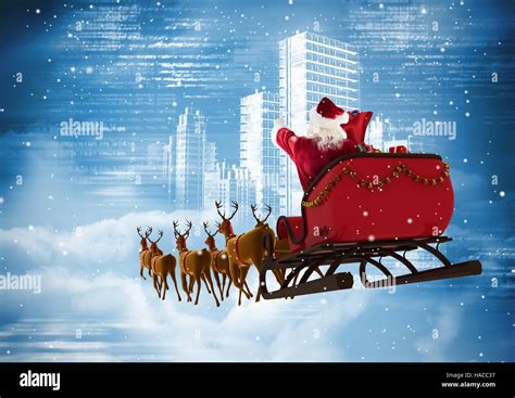 Santa And Reindeer And Sleigh High Resolution Stock Photography and ...