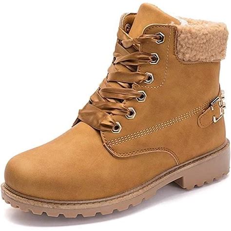 Bottes plates à lacets pour femmes, bottes de neige épaisses à la