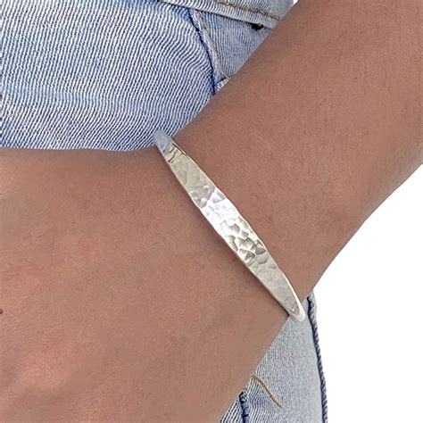 Hammered Sterling Silver Cuff Bracelet, Minimalist Design