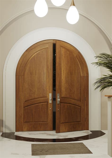 Mahogany Round Top 2/3 Round 2 Panel Solid Double Door|P2301-R-RTP-OG