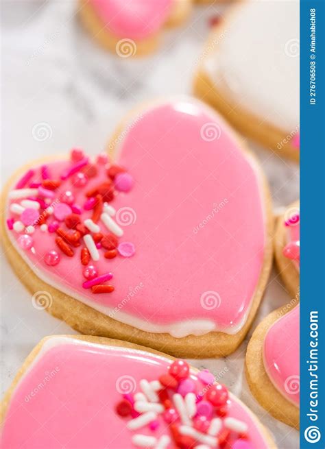 Heart-shaped Sugar Cookies with Royal Icing Stock Photo - Image of ...