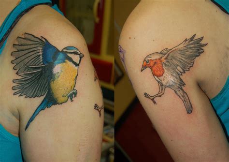 robin and blue tit tattoo by yayzus on DeviantArt