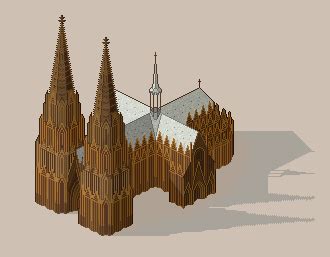 Иллюстрация Кельнский собор в стиле анимационный | Illustrators.ru