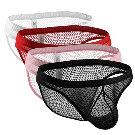 Men's Sexy Underwear Boxer Briefs Mesh Breathable Hollow Out Solid Sex