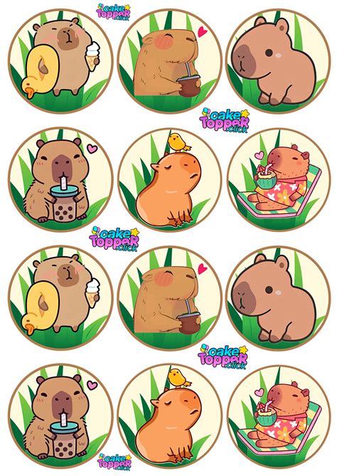 Adesivos De Capivara Para Impressão Grátis Em PNG E A4 – Caketopper.click