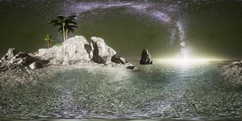 VR 360 Beautiful fantasy tropical beach with Milky Way star in night