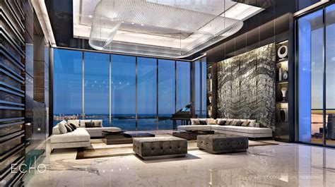 ECHO Brickell Carlos Ott Penthouse Living Room Penthouse With Pool
