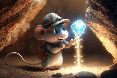 Premium AI Image | A mouse with a hat and a large diamond