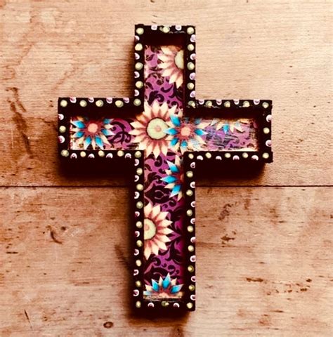 CLEARANCE Cross, Sunflowers, Sunbursts, Folk Art, Wall Cross, Christian ...