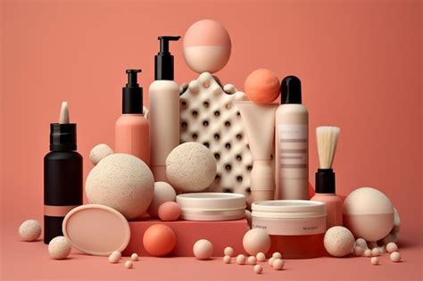 premium ai image  collection  beauty products including  bottle