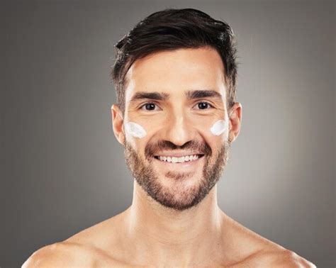 Premium Photo | Skincare health portrait of man with cream on face for anti aging and glowing ...