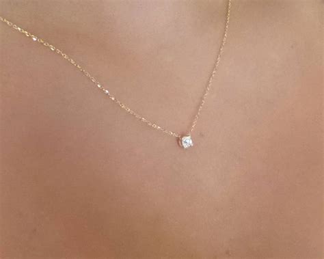 Diamond Necklace / 14k Gold Diamond Necklace / Diamond | Etsy