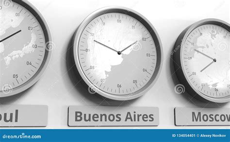 Clock Shows Buenos Aires Argentina Time Among Different Timezones 6825 | Hot Sex Picture