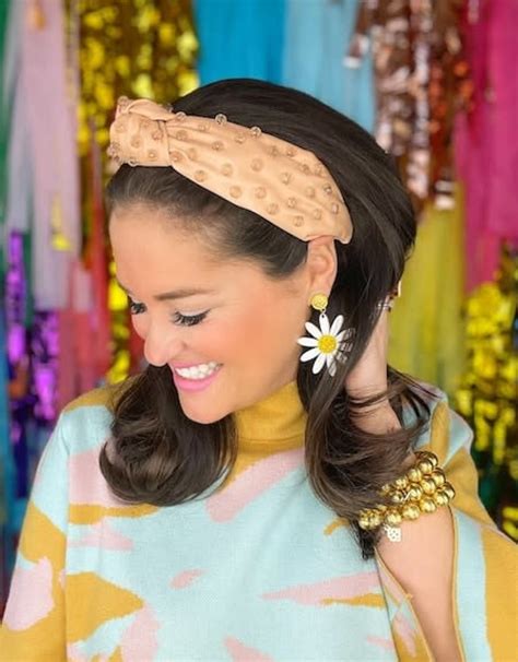 Brianna Cannon Nude Leather Headband With Glass Beads - Pretty Please