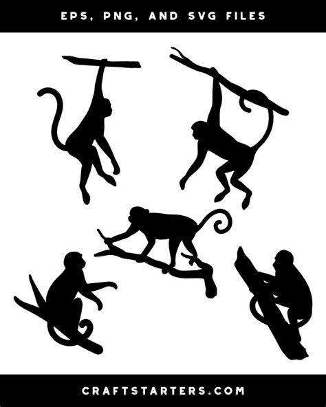 Monkey In Tree Silhouette Clip Art