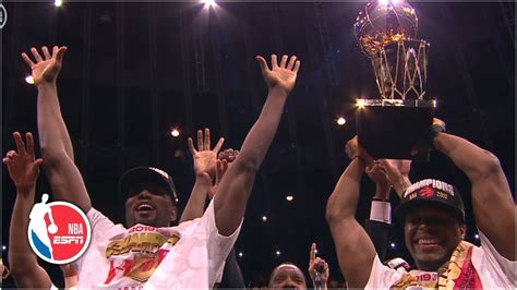 toronto raptors celebrate winning nba finals  kawhi leonard named
