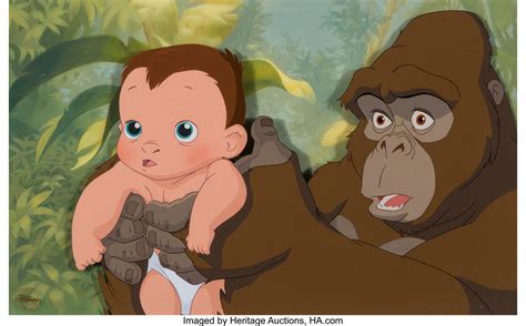 Tarzan Baby Tarzan and Kala Presentation Cel and Production | Lot ...