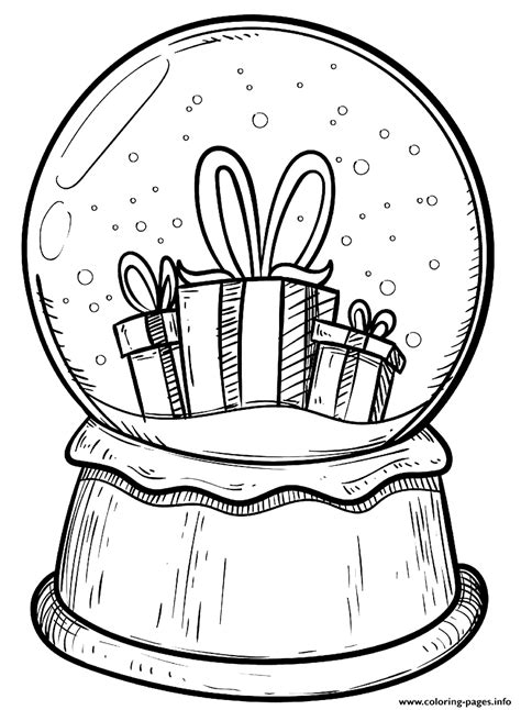 Christmas Snow Globe With Gifts Coloring page Printable