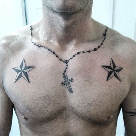 cross necklace chest tattoos