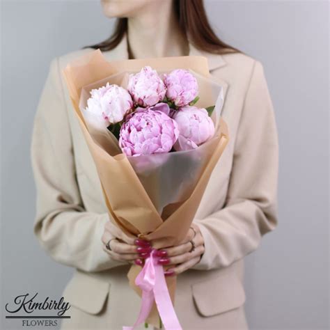 Пион Kimbirly Flowers, цвет 5 пионов Сара Бернар, 5 шт купить по ...