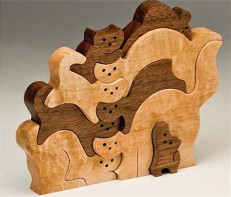 Фигурный пазл из дерева кошки | Dollhouse woodworking plans, Wooden ...