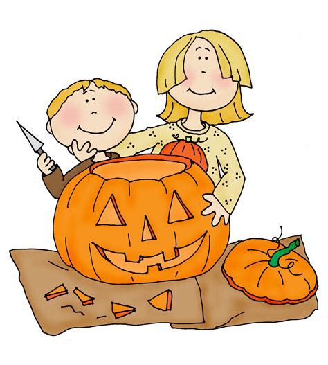 Free Dearie Dolls Digi Stamps: Pumpkin Carving Kids