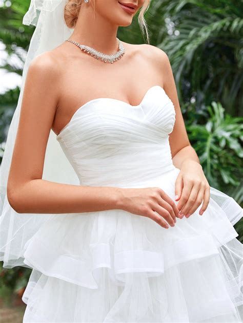 Ruffle Layered Hem Tube Wedding Dresses – Faeriesty